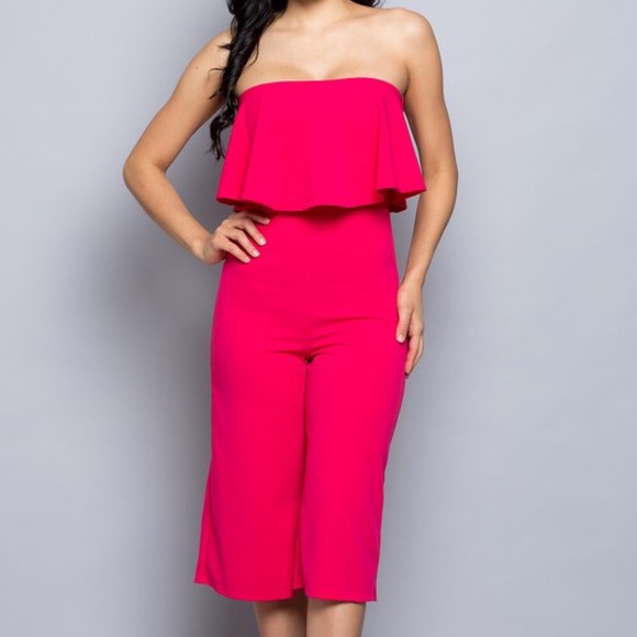 Blue Zone Denim Strapless Flounce Romper main image 1